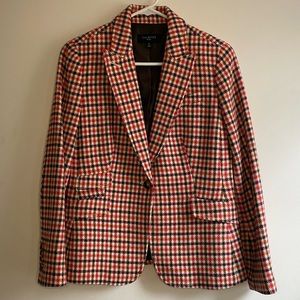 Talbots Petites Pink & Orange Plaid Blazer Size 8P